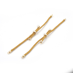Verge D'or Fabrication de bracelet coulissant en cordon de nylon réglable, avec les accessoires en laiton, plaqué longue durée, réel 24 k plaqué or, verge d'or, 8-5/8 pouce (22 cm), 2~3.5mm, Trou: 1.5mm