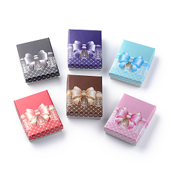 Couleur Mélangete Boîtes d'ensemble de bijoux en carton, avec une éponge à l'intérieur, pour les colliers et boucles d'oreilles, rectangle, couleur mixte, 9.5x7x2.5 cm