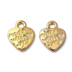 Golden Tibetan Style Alloy Pendants, Cadmium Free & Nickel Free & Lead Free, Valentine's Day, Heart with Made with Love, Golden, 12.2x10x1.8mm, Hole: 2mm