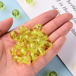 Yellow Transparent Acrylic Beads, Round, Yellow, 12x11mm, Hole: 2.5mm, about 566pcs/500g