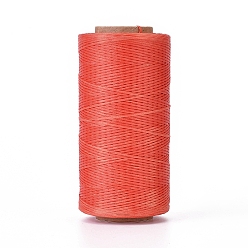 Orange Red Waxed Polyester Cord, Micro Macrame Cord, Waxed Sewing Thread, Flat, Orange Red, 0.8mm, about 284.33 yards(260m)/roll