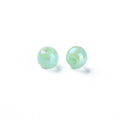 Aquamarine Opaque Acrylic Beads, AB Color, Round, Aquamarine, 4x3.5mm, Hole: 1.6mm, about 15000pcs/500g
