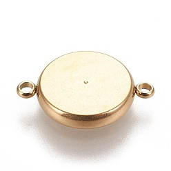 Золотой Ионное покрытие (ip) 304 настройки соединителей звеньев из нержавеющей стали, чашки безель с краями, плоско-круглые, золотые, лоток : 12 мм, 20x14.5x2.5~3 мм, отверстие : 1.6~1.8 мм