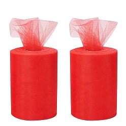 Red Deco Mesh Ribbons, Tulle Fabric, Tulle Roll Spool Fabric For Skirt Making, Red, 6 inch(150mm), 100yards/roll(91.44m/roll)