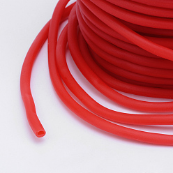 Red Hollow Pipe PVC Tubular Synthetic Rubber Cord, Wrapped Around White Plastic Spool, Red, 4mm, Hole: 2mm, about 16.4 yards(15m)/roll