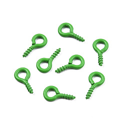 Lime Green Spray Painted Iron Screw Eye Pin Peg Bails, For Half Drilled Beads, Cadmium Free & Nickel Free & Lead Free, Lime Green, 10x5x1mm, Hole: 2.5mm, Pin: 1.5mm