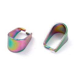 Rainbow Color Ion Plating(IP) 304 Stainless Steel Snap on Bails, Rainbow Color, 13x8.5x7mm, Inner: 12x7mm