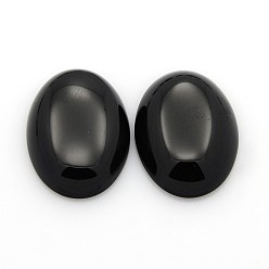 Agate Noire Cabochons de pierres fines naturelles, ovale, agate noire, 25x18x5~7mm
