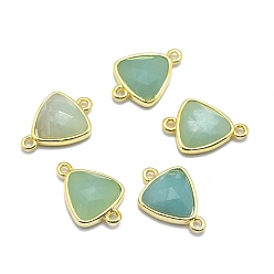 Amazonite Natural Amazonite Links connectors, with Golden Tone Brass Findings, Triangle, Faceted, 17~18x11~13x4~6mm, Hole: 1.2mm