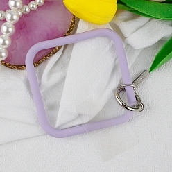 Lilas Cordon de téléphone à boucle carrée en silicone, lanière de poignet avec porte-clés en plastique et alliage, lilas, carré: 8.62x8.62 cm