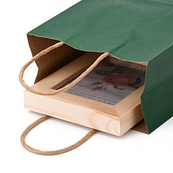 Темно-Зеленый Бумажные мешки, подарочные пакеты, сумки для покупок, с ручками, темно-зеленый, 15x8x21 см