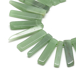 Зеленый Авантюрин Естественный зеленый авантюрин бисер нитей, сверху просверленные бусы, прямоугольные, 20~65x7~15x6~10 мм, отверстие : 2 мм, около 30~40 шт / нитка, 15.75 дюйм (40 см)