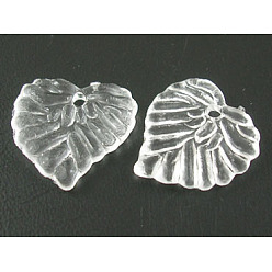 White Transparent Acrylic Pendants, Leaf, White, about 15mm long, 15mm wide, 2mm thick, hole: 1.5mm, 1700pcs/500g