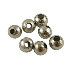 Platinum Brass Smooth Round Beads, Seamed Spacer Beads, Platinum, 3mm, Hole: 1mm