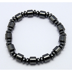 Black Magnetic Synthetic Hematite Bracelets, Black, Size: about 54mm inner diameter, beads: about 6~8mm in diameter