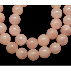 PeachPuff Natural Yellow Jade Beads Strands, Round, Dyed, PeachPuff, 4mm, Hole: 0.7mm, about 96 pcs/strand, 16 inch