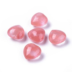 Cherry Quartz Glass Cherry Quartz Glass Beads, No Hole/Undrilled, Heart, 20x20x13~13.5mm