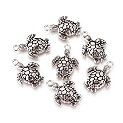 Antique Silver Tibetan Style Alloy Sea Turtle Pendants, Cadmium Free & Nickel Free & Lead Free, Antique Silver, 22x15.5x2.5mm, Hole: 2mm, about 595pcs/1000g