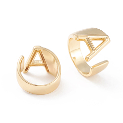 Letter A Brass Cuff Rings, Open Rings, Long-Lasting Plated, Real 18K Gold Plated, Letter.A, Size 6, 17mm