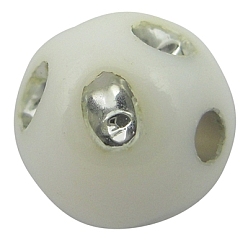 Белый Непрозрачные акриловые бусины, металла обвитые, круглые, белые, 8 мм, Отверстие : 2 мм , около 2300 шт / 500 г