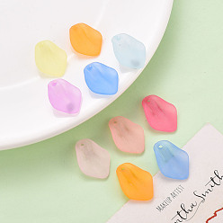 Mixed Color Transparent Frosted Acrylic Pendants, Petaline, Mixed Color, 24x17x4mm, Hole: 1.8mm