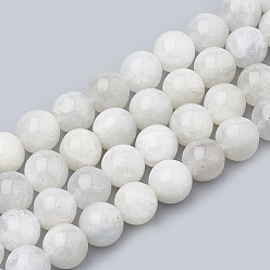 Rainbow Moonstone Natural Rainbow Moonstone Beads Strands, Round, 6~7mm, Hole: 1mm, about 60~67pcs/strand, 15.7 inch