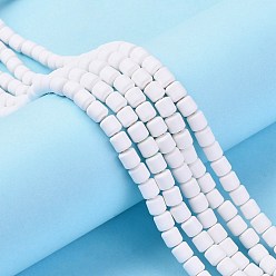 Blanc Polymère main brins d'argile de perles, colonne, blanc, 6.5x6mm, Trou: 1.2mm, Environ 61 pcs/chapelet, 15.75 pouce (40 cm)