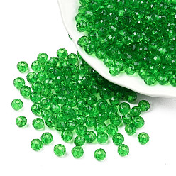 Vert Perles acryliques transparentes, facette, rondelle, verte, 4x3.5mm, Trou: 1.5mm, environ14000 pcs / 500 g