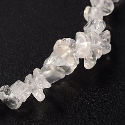 Quartz Crystal 3D Buddha Head Gemstone Beaded Stretch Bracelets, with Tibetan Style Alloy Beads, Crystal, 57mm