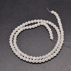 White Jade Natural White Jade Round Bead Strands, 4mm, Hole: 1mm, about 88pcs/strand, 14.5 inch