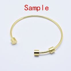 Plaqué 18K Or Véritable Fabrication de bracelet de manchette en acier inoxydable chirurgical 316 respectueux de l'environnement, avec perles de colonne amovibles, plaqué longue durée, réel 18 k plaqué or, 2-1/2 pouces (63 mm)