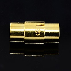 Mixed Color Brass Locking Tube Magnetic Clasps, Column, Mixed Color, 17x7~8mm, Hole: 6mm