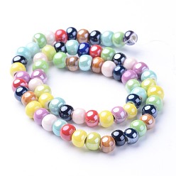Colorful Handmade Porcelain Beads, Bright Glazed Porcelain, Rondelle, Colorful, 7x5mm, Hole: 2mm, about 65pcs/strand, 13.3 inch