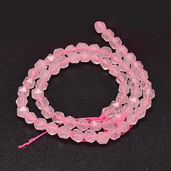 Rose Quartz Faceted Natural Rose Quartz Beads Strands, Star Cut Round Beads, 6x5mm, Hole: 1mm, about 67pcs/strand, 15.1 inch