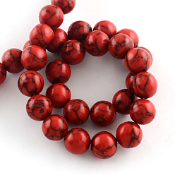 Red Synthetical Turquoise Gemstone Round Bead Strands, Dyed, Red, 8mm, Hole: 1.5mm, about 47~48pcs/strand, 14.5 inch