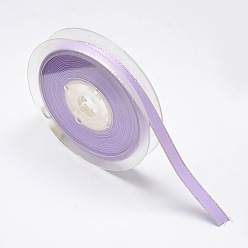 Medium Purple Polyester Grosgrain Ribbons for Gift Packing, Silver Wired Edge Ribbon, Medium Purple, 3/8 inch(9mm), about 100yards/roll(91.44m/roll)