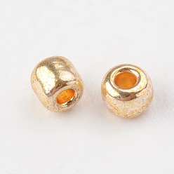 Golden Plated 12/0 Electroplate Glass Seed Beads, Round Hole Rocailles, Golden Plated, 2x2mm, Hole: 0.5mm, 29300pcs/445g
