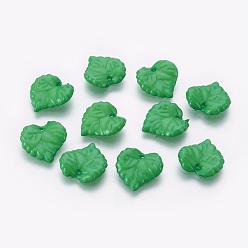 Green Opaque Acrylic Pendants, Leaf, Green, Size: about 16mm in diameter, 2mm thick, hole: 1mm, 1560pcs/550g.