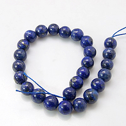 Blue Natural Lapis Lazuli Beads Strands, Dyed, Round, Blue, 16mm, Hole: 1mm, about 12pcs/strand, 7.6 inch
