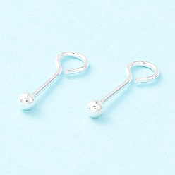 Argent 925 conclusions de boucles d'oreille en argent sterling, boule, argenterie, 15.5x2.5mm, Trou: 3.2mm, pin: 0.7 mm