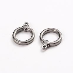 Platinum 304 Stainless Steel Toggle Clasps Parts, Ring, Stainless Steel Color, 18x14x3mm, Hole: 1.5mm, Inside: 10x10mm