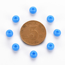 Bleu Ciel Foncé Perles acryliques opaques, ronde, bleu profond du ciel, 6x5mm, Trou: 1.8mm, environ4400 pcs / 500 g