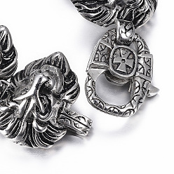 Античное Серебро 304 браслеты из льняной стали из нержавеющей стали, античное серебро, 8-5/8 дюйм (220 мм)