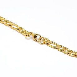 Golden Fashionable 304 Stainless Steel Figaro Chain Necklaces for Men, with Lobster Claw Clasps, Golden, 21.65 inch(55cm)x6mm