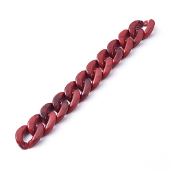 Dark Red Handmade Acrylic Curb Chains, Imitation Gemstone, for Handbag Chain Making, Dark Red, Link: 23x16.5x5mm, 39.37 inch(1m)/strand
