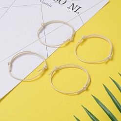 Beige Bracelet en fils de polyester ciré coréen faire, beige, diamètre réglable: 40~70 mm