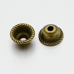 Antique Bronze Tibetan Style Alloy Bead Caps, Apetalous, Antique Bronze, Lead Free & Cadmium Free, 8x4mm, Hole: 2mm, Inner diameter: 5mm