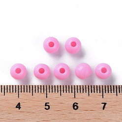 Rose Chaud Perles acryliques opaques, ronde, rose chaud, 6x5mm, Trou: 1.8mm, environ4400 pcs / 500 g