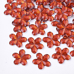 Красный Пластиковые кабошоны, цветок, красные, 9x9.5x1.5 мм , около 5000 шт / мешок
