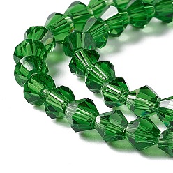 Lime Vert Imitation cristal autrichien 5301 perles bicône, Perles en verre à facettes, lime green, 6x6mm, Trou: 1.2mm, Environ 47~48 pcs/chapelet, 10.24 pouces ~ 10.43 pouces (26~26.5 cm)